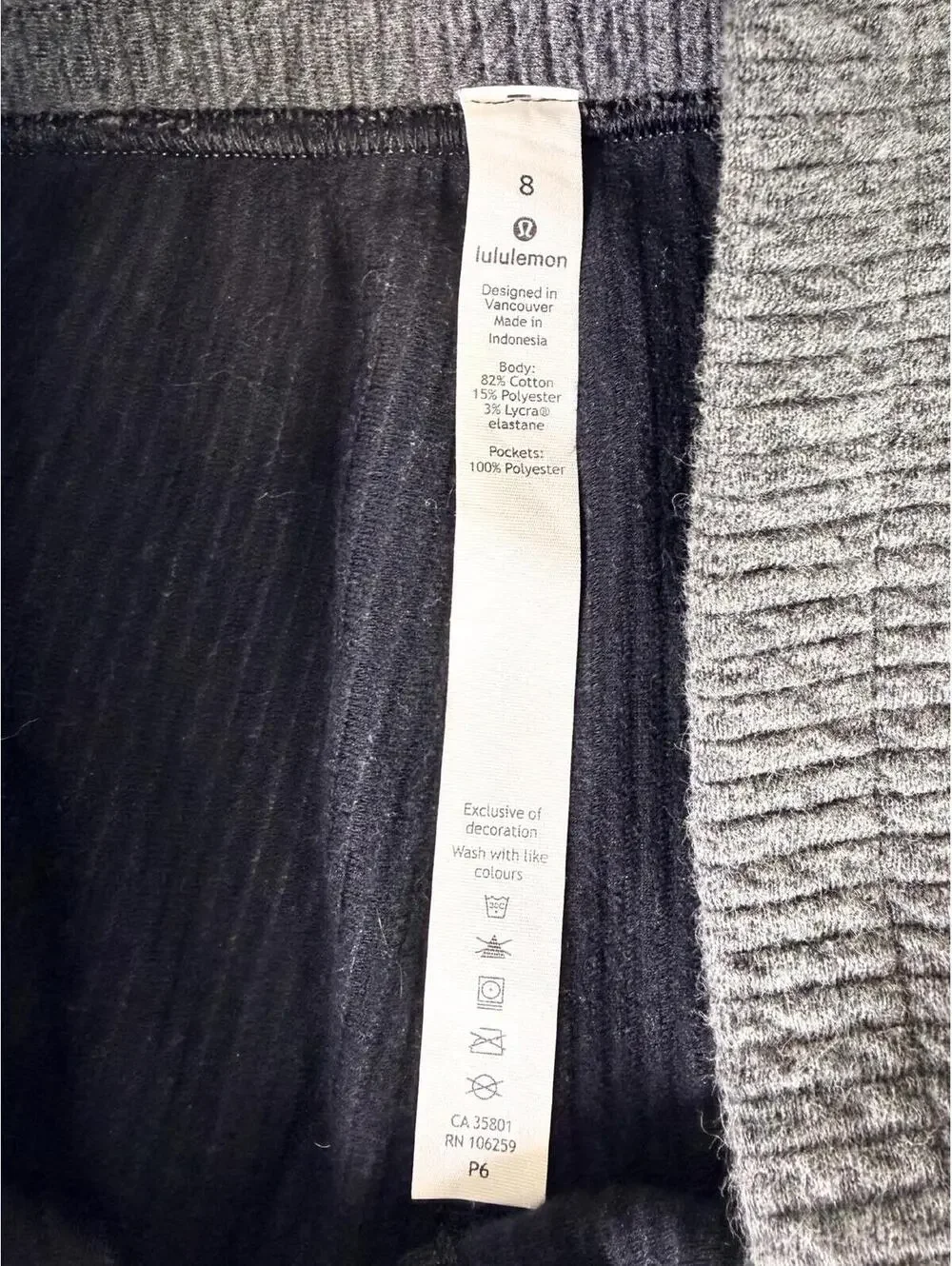 Lululemon Wide Leg Crop Lounge Pants Gray Ribbed Size 8